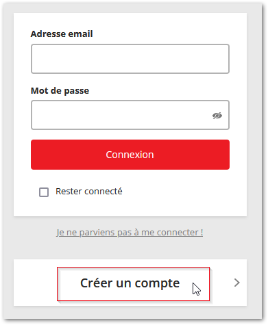 Capture d'écran de fenêtre de création de compte sur le site compte.adami.fr